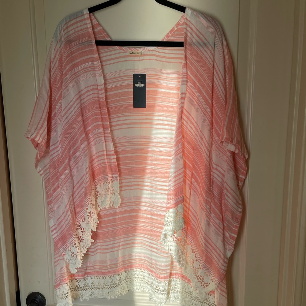 Hollister Pink Fringe Poncho